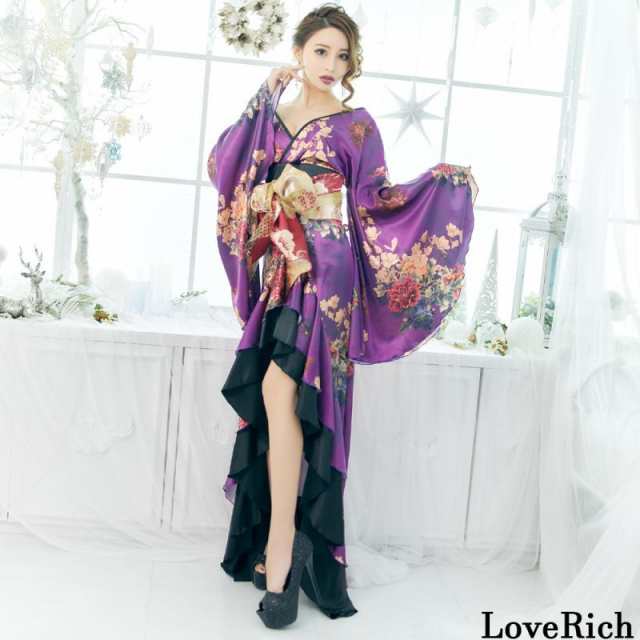 LoveRich ラブリッチ フリル 豪華 蝶々柄 花魁 着物 ドレス イベント