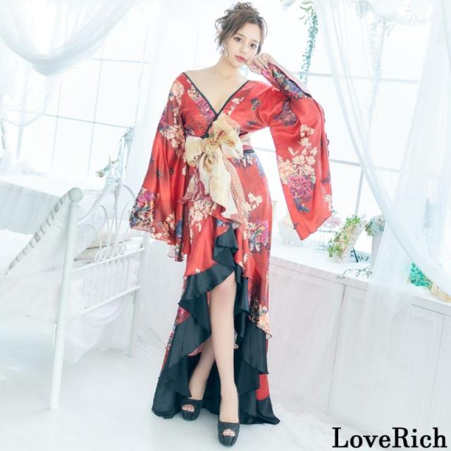 LoveRich ラブリッチ 【5カラー/3点セット】フリル 豪華 蝶々柄 花魁