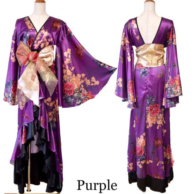 LoveRich ラブリッチ 【5カラー/3点セット】フリル 豪華 蝶々柄 花魁 着物 ドレス イベント コスプレ キャバドレス ハロウィン [0755]_13