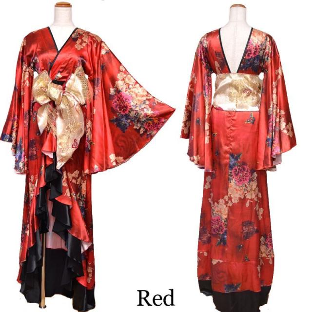 LoveRich ラブリッチ 【5カラー/3点セット】フリル 豪華 蝶々柄 花魁 着物 ドレス イベント コスプレ キャバドレス ハロウィン [0755]_16