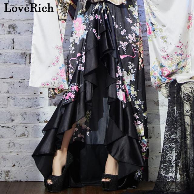 LoveRich ラブリッチ 【高級ライン】ツートンカラー 和柄 フリル 豪華 花柄 ロング 美脚 帯 リボン 花魁 着物 ドレス コスプレ イベント ハロウィン [1180]_9