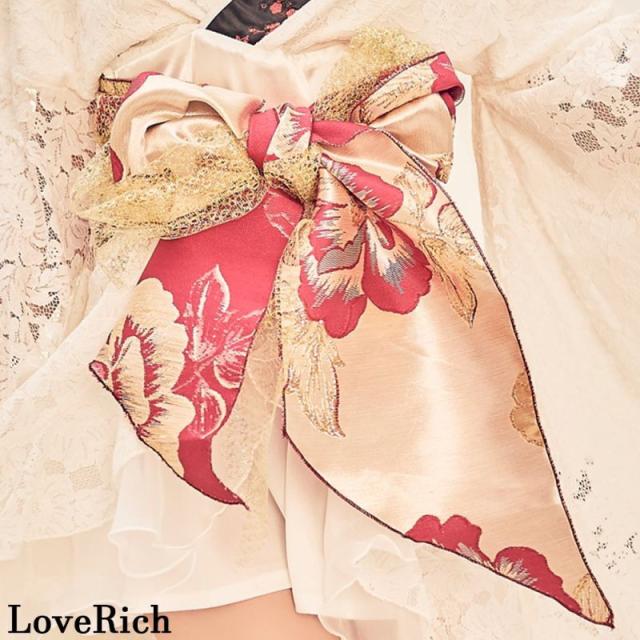 LoveRich ラブリッチ レース フリル オーガンジー 小花柄 ミニ 豪華 帯 花魁 着物 ドレス コスプレ イベント ハロウィン キャバドレス [0944]_16