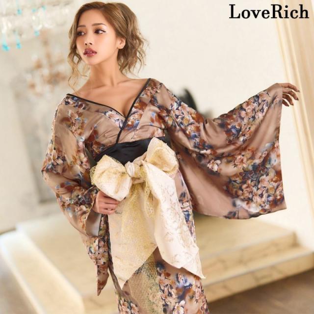 ★chouchou★です❣️【着物と帯 時流】B25270◆和装バッグ 箱付 LoveRich ラブリッチ 小花柄 スリット オフショル ロング 豪華