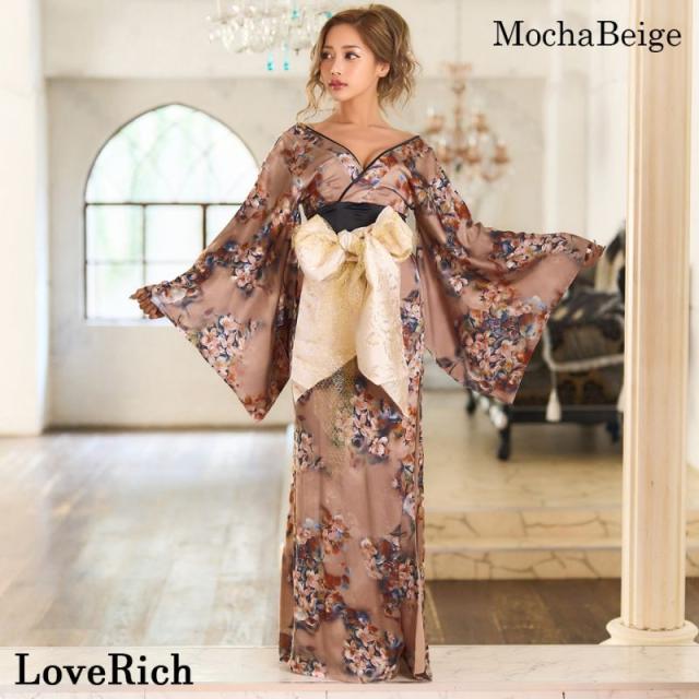 LoveRich ラブリッチ 小花柄 スリット オフショル ロング 豪華