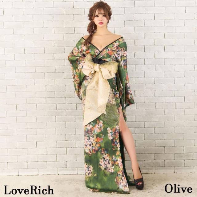 LoveRich ラブリッチ 小花柄 スリット オフショル ロング 豪華
