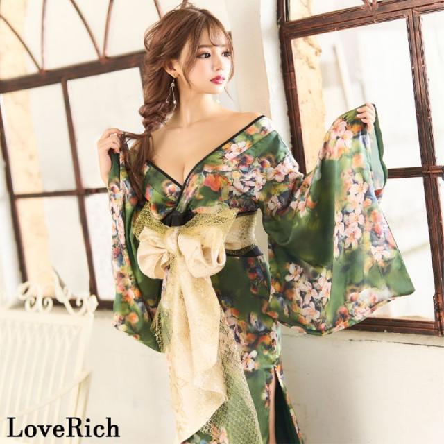 LoveRich ラブリッチ 小花柄 スリット オフショル ロング 豪華