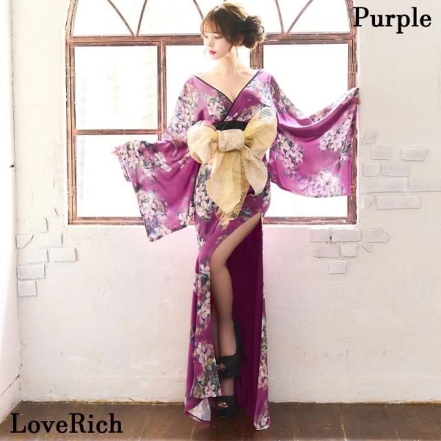 LoveRich ラブリッチ 小花柄 スリット オフショル ロング 豪華
