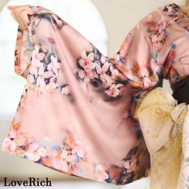 LoveRich ラブリッチ 小花柄 スリット オフショル ロング 豪華 帯 リボン 花魁 着物 ドレス コスプレ イベント ハロウィン [0958]_14