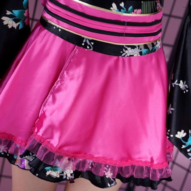 LoveRich ラブリッチ サテン和柄フリル花魁ミニ着物ドレス 和柄