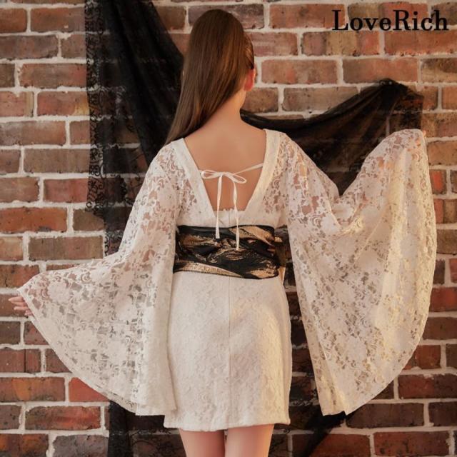 LoveRich ラブリッチ 【3カラー/2点セット】総レース ミニ 美胸 ロング 豪華 帯 花魁 着物 ドレス コスプレ イベント ハロウィン キャバドレス [1170]_13
