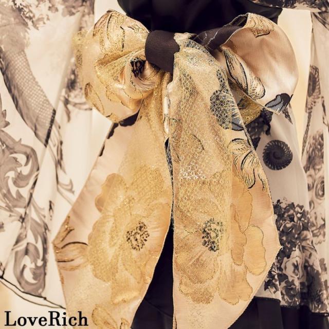 LoveRich ラブリッチ 【3カラー/3点セット】花柄 フリル シフォン ミニ 豪華 帯 花魁 着物 ドレス コスプレ イベント ハロウィン キャバドレス [0947]_16