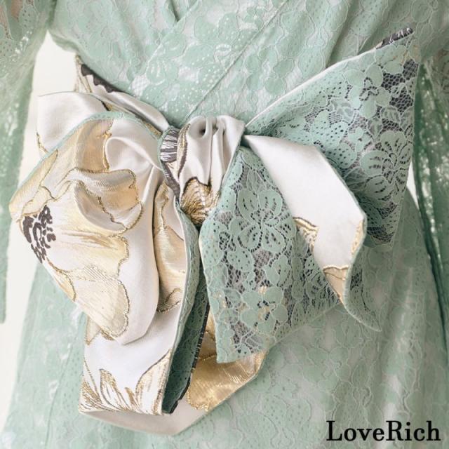 LoveRich ラブリッチ 【4カラー/2点セット】総レース ロング 美胸 浴衣風 豪華 帯 花魁 着物 ドレス コスプレ イベント ハロウィン キャバドレス [1145]_10