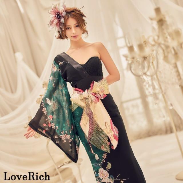 LoveRich ラブリッチ 【高級ライン】アシンメトリー 花柄 レース ロング 豪華 帯 リボン 花魁 着物 ドレス コスプレ イベント ハロウィン [0935]_10