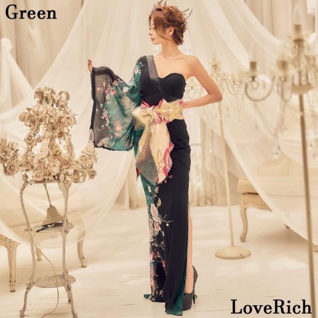 LoveRich ラブリッチ 【高級ライン】アシンメトリー 花柄 レース ロング 豪華 帯 リボン 花魁 着物 ドレス コスプレ イベント ハロウィン [0935]_11