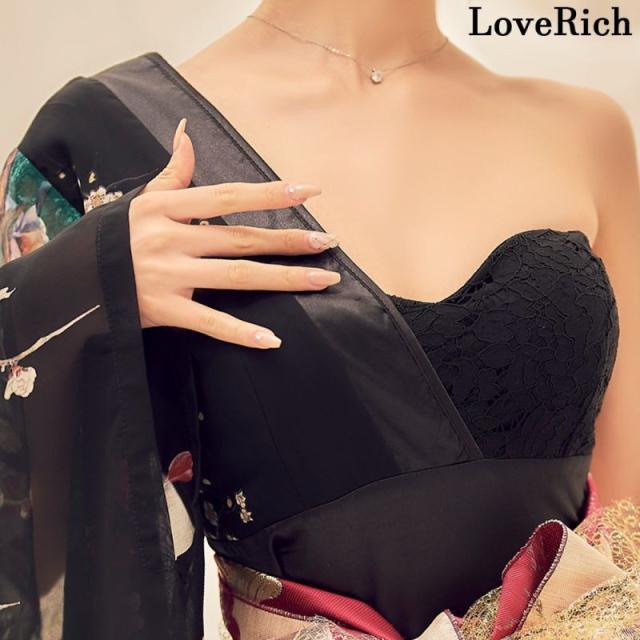 LoveRich ラブリッチ 【高級ライン】アシンメトリー 花柄 レース ロング 豪華 帯 リボン 花魁 着物 ドレス コスプレ イベント ハロウィン [0935]_13