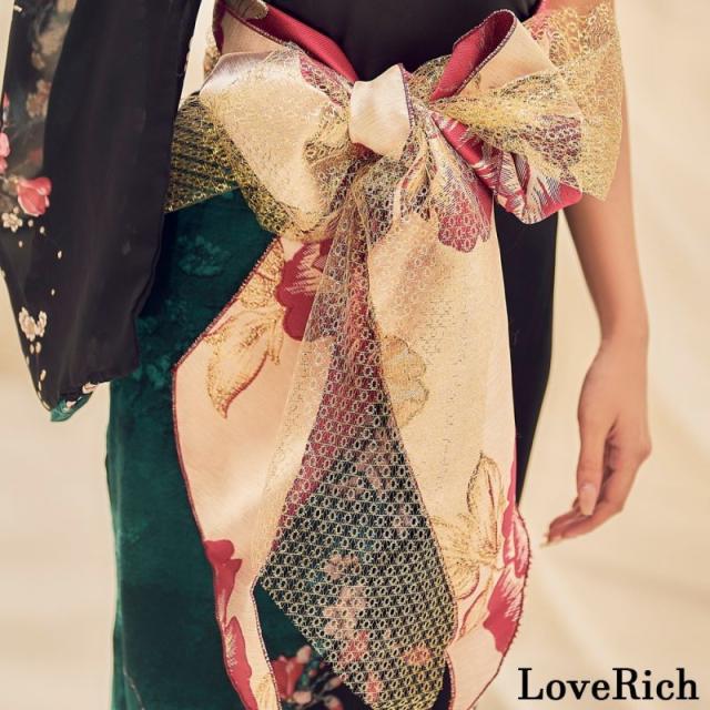 LoveRich ラブリッチ 【高級ライン】アシンメトリー 花柄 レース ロング 豪華 帯 リボン 花魁 着物 ドレス コスプレ イベント ハロウィン [0935]_15