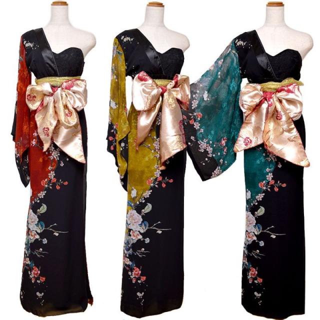 LoveRich ラブリッチ 【高級ライン】アシンメトリー 花柄 レース ロング 豪華 帯 リボン 花魁 着物 ドレス コスプレ イベント ハロウィン [0935]_17