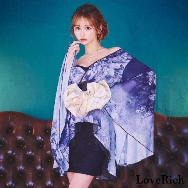 LoveRich ラブリッチ 【SMLサイズ/3カラー/2点セット】百合 花柄 レース ミニスカート オフショル 美胸 美脚 豪華 帯 花魁 着物 ドレス コスプレ イベント[1279]_1
