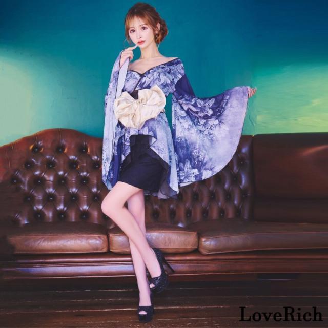LoveRich ラブリッチ 【SMLサイズ/3カラー/2点セット】百合 花柄 レース ミニスカート オフショル 美胸 美脚 豪華 帯 花魁 着物 ドレス コスプレ イベント[1279]_2