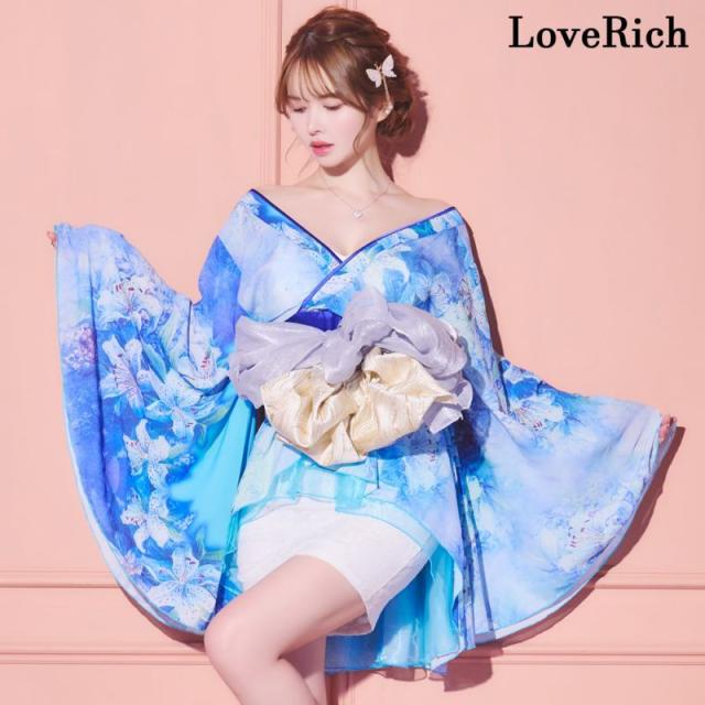 LoveRich ラブリッチ 【SMLサイズ/3カラー/2点セット】百合 花柄 レース ミニスカート オフショル 美胸 美脚 豪華 帯 花魁 着物 ドレス コスプレ イベント[1279]_3