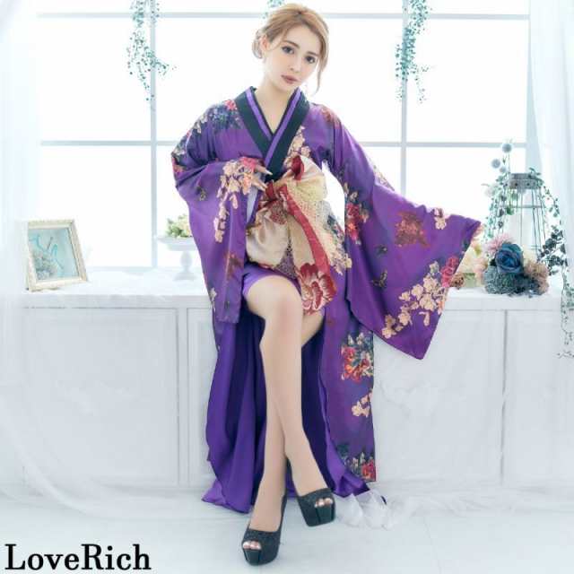 LoveRich ラブリッチ 【5カラー】蝶々柄 花柄 豪華 リボン 花魁 着物 ...