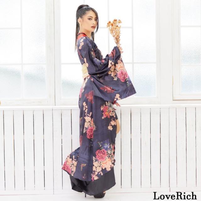 LoveRich ラブリッチ 【5カラー】蝶々柄 花柄 豪華 リボン 花魁 着物 ロングドレス イベント ハロウィン コスプレ 衣装 キャバドレス [0754]_6