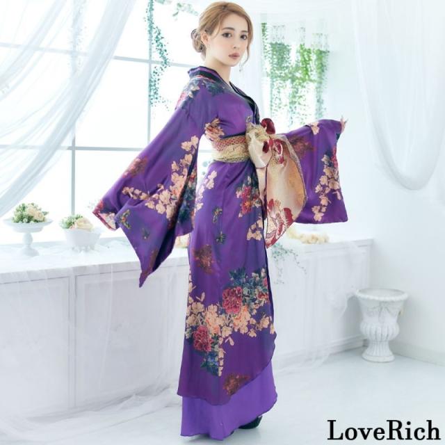 LoveRich ラブリッチ 【5カラー】蝶々柄 花柄 豪華 リボン 花魁 着物 ロングドレス イベント ハロウィン コスプレ 衣装 キャバドレス [0754]_11