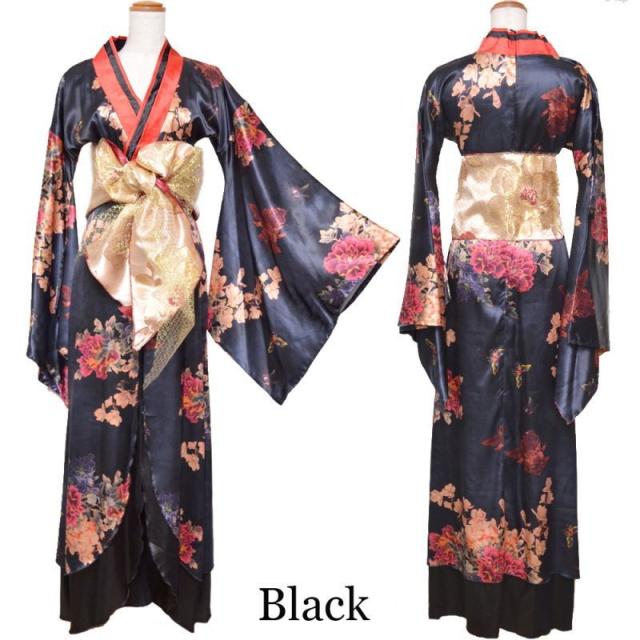 LoveRich ラブリッチ 【5カラー】蝶々柄 花柄 豪華 リボン 花魁 着物 ロングドレス イベント ハロウィン コスプレ 衣装 キャバドレス [0754]_15