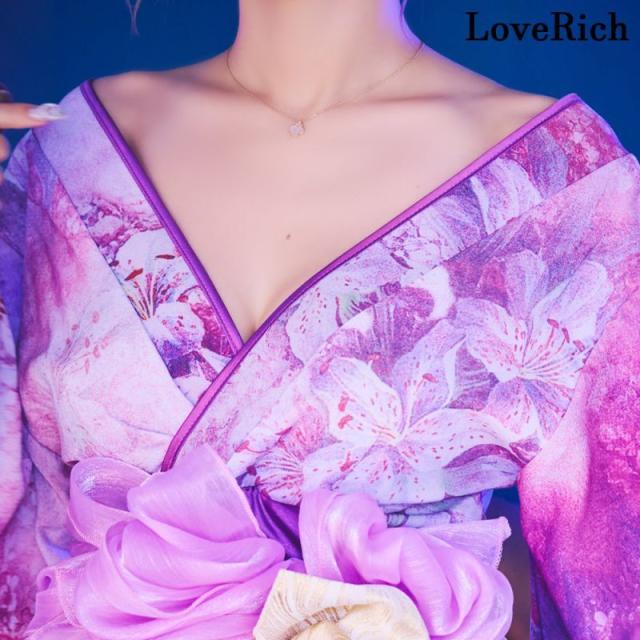 LoveRich ラブリッチ 【SMLサイズ/3カラー】百合 花柄 レース ロング ミニスカート オフショル 美胸 美脚 豪華 帯 花魁 着物 ドレス コスプレ イベント [1249]_6