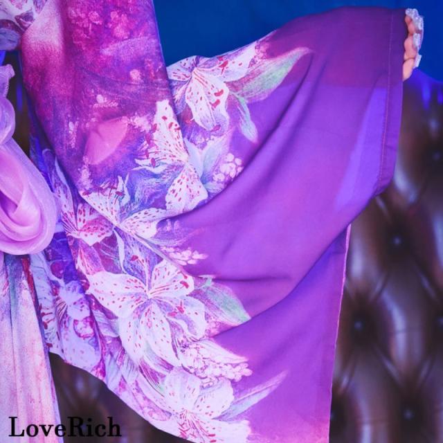 LoveRich ラブリッチ 【SMLサイズ/3カラー】百合 花柄 レース ロング ミニスカート オフショル 美胸 美脚 豪華 帯 花魁 着物 ドレス コスプレ イベント [1249]_8