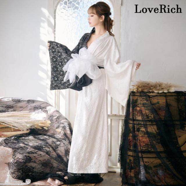 LoveRich ラブリッチ バイカラー 総レース ロング ふんわり帯 オフショル 美胸 美脚 豪華 帯 花魁 着物 ドレス コスプレ イベント ハロウィン [1251]_3
