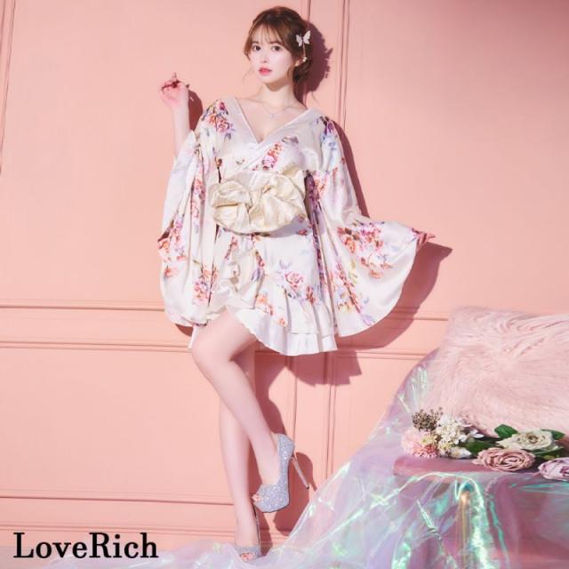 LoveRich ラブリッチ 【4カラー】 花柄 ミニ フリル オフショル 豪華 帯 リボン 花魁 着物 ドレス コスプレ イベント ハロウィン [1273]_2