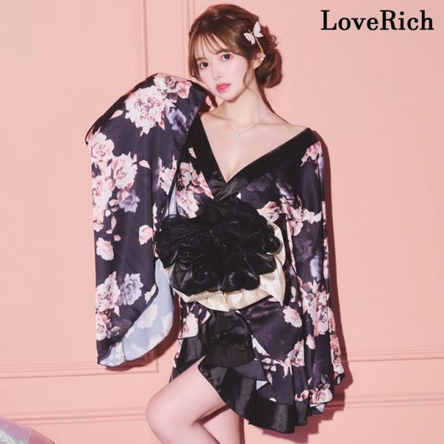 LoveRich ラブリッチ 【4カラー】 花柄 ミニ フリル オフショル 豪華 帯 リボン 花魁 着物 ドレス コスプレ イベント ハロウィン [1273]_5