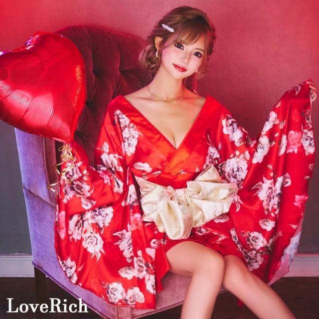 LoveRich ラブリッチ 【4カラー】 花柄 ミニ フリル オフショル 豪華 帯 リボン 花魁 着物 ドレス コスプレ イベント ハロウィン [1273]_6