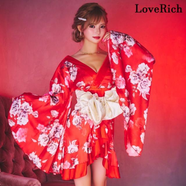 LoveRich ラブリッチ 【4カラー】 花柄 ミニ フリル オフショル 豪華 帯 リボン 花魁 着物 ドレス コスプレ イベント ハロウィン [1273]_7