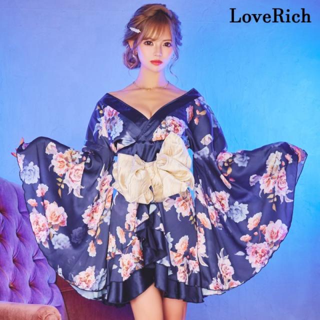 LoveRich ラブリッチ 【4カラー】 花柄 ミニ フリル オフショル 豪華 帯 リボン 花魁 着物 ドレス コスプレ イベント ハロウィン [1273]_9