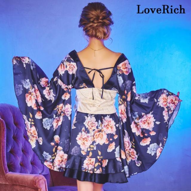 LoveRich ラブリッチ 【4カラー】 花柄 ミニ フリル オフショル 豪華 帯 リボン 花魁 着物 ドレス コスプレ イベント ハロウィン [1273]_15