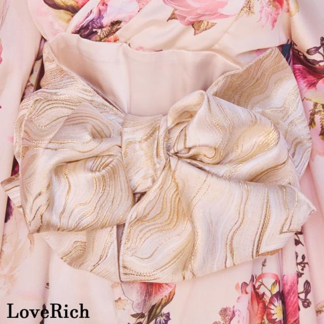 LoveRich ラブリッチ 【SMLサイズ/3カラー/2点セット】花柄 オフショル ミニ 豪華 帯 花魁 着物 ドレス コスプレ イベント ハロウィン キャバドレス [1274]_9
