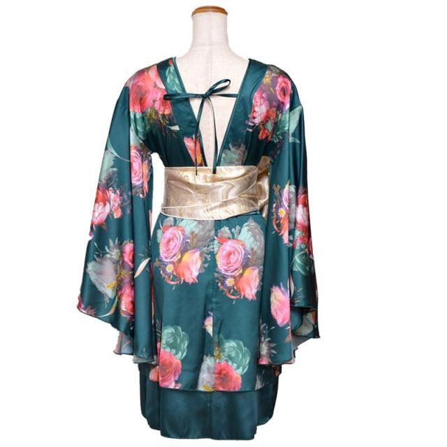 LoveRich ラブリッチ 【SMLサイズ/3カラー/2点セット】花柄 オフショル ミニ 豪華 帯 花魁 着物 ドレス コスプレ イベント ハロウィン キャバドレス [1274]_18