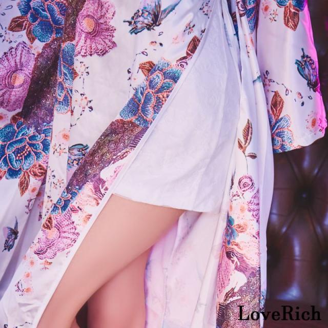 LoveRich ラブリッチ 【高級ライン】【SMLサイズ/2カラー】チャイナ風 美胸 サイドスリット レーススカート ミニスカート ロング丈 花魁 着物 ドレス[1250]_9