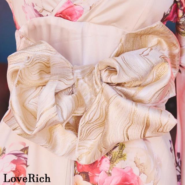LoveRich ラブリッチ 【高級ライン】【3カラー/2点セット】 花柄 オフショル ロング 豪華 帯 リボン 花魁 着物 ドレス コスプレ イベント ハロウィン [1275]_9