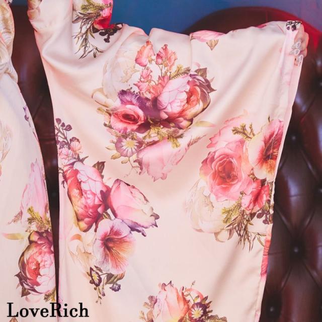 LoveRich ラブリッチ 【高級ライン】【3カラー/2点セット】 花柄 オフショル ロング 豪華 帯 リボン 花魁 着物 ドレス コスプレ イベント ハロウィン [1275]_10