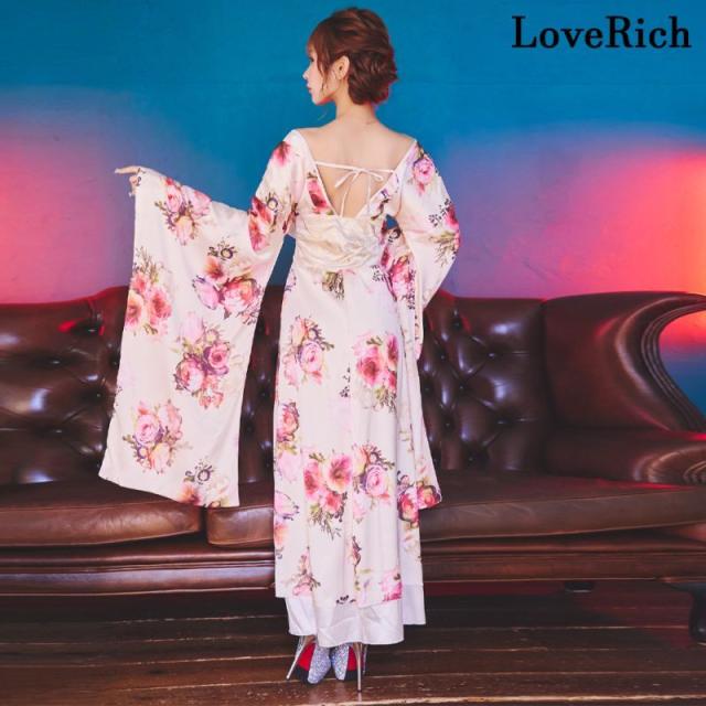 LoveRich ラブリッチ 【高級ライン】【3カラー/2点セット】 花柄 オフショル ロング 豪華 帯 リボン 花魁 着物 ドレス コスプレ イベント ハロウィン [1275]_12