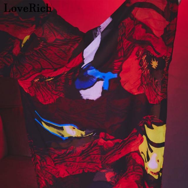 LoveRich ラブリッチ 【高級ライン】【2カラー/2点セット】花柄 セクシー 深めスリット 美脚 オフショル 美胸 ロング丈 花魁 着物 ドレス コスプレ [1281]