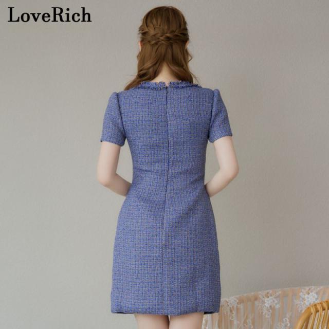 LoveRich ラブリッチ 【SMLサイズ/3カラー】ツイード ジップ 袖付き