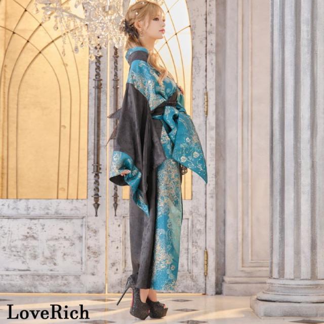 LoveRich ラブリッチ 【3カラー/2点セット】和柄 花柄 オフショル ロング 豪華 帯 リボン 花魁 着物 ドレス コスプレ イベント ハロウィン [1312]_11