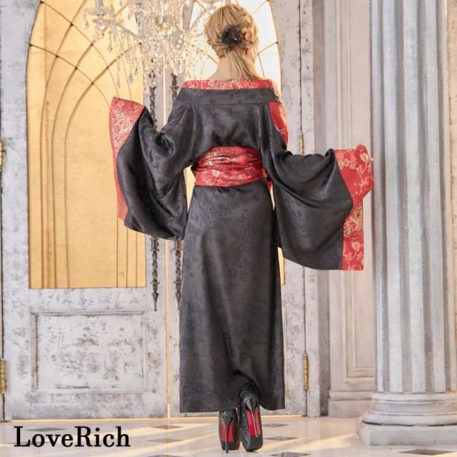 LoveRich ラブリッチ 【3カラー/2点セット】和柄 花柄 オフショル ロング 豪華 帯 リボン 花魁 着物 ドレス コスプレ イベント ハロウィン [1312]_17