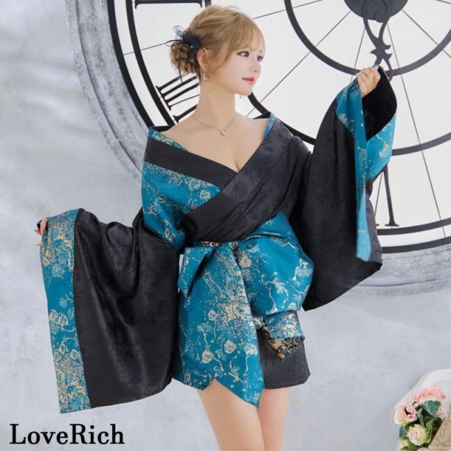 LoveRich ラブリッチ 【3カラー/2点セット】和柄 花柄 オフショル ミニ 豪華 帯 リボン 花魁 着物 ドレス コスプレ イベント ハロウィン [1318]_3