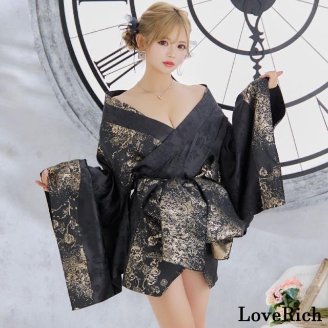 LoveRich ラブリッチ 【3カラー/2点セット】和柄 花柄 オフショル ミニ 豪華 帯 リボン 花魁 着物 ドレス コスプレ イベント ハロウィン [1318]_7