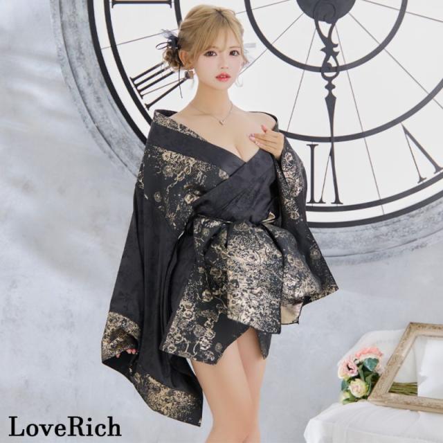 LoveRich ラブリッチ 【3カラー/2点セット】和柄 花柄 オフショル ミニ 豪華 帯 リボン 花魁 着物 ドレス コスプレ イベント ハロウィン [1318]_8